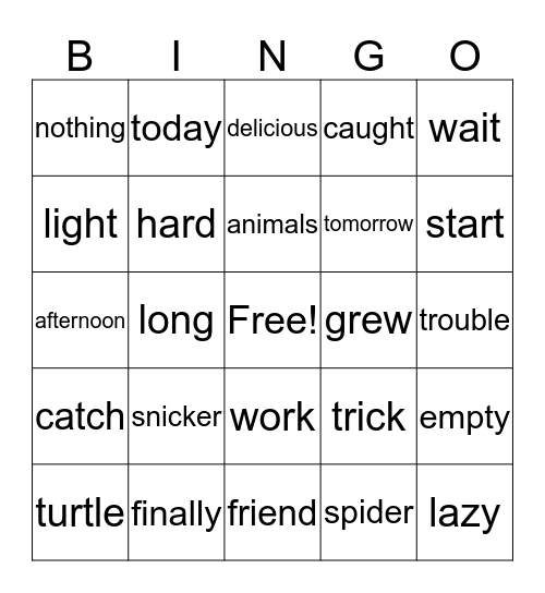 Anasi Goes Fishing Bingo Card