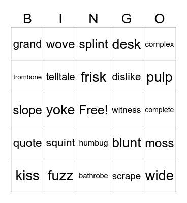 Grace through VCe Bingo Card