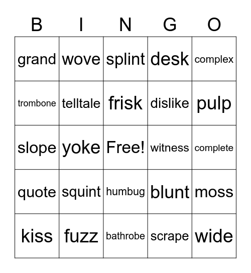 Grace through VCe Bingo Card