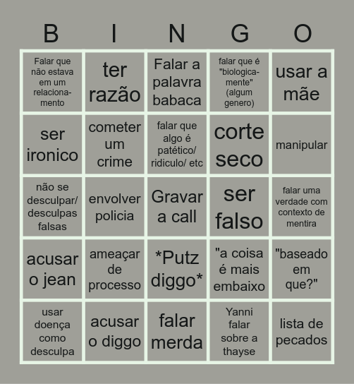 Raluca Maluca Bingo Card