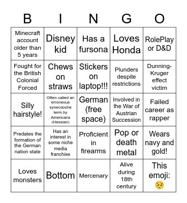 Gay Bingo Card