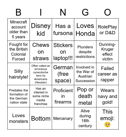Gay Bingo Card