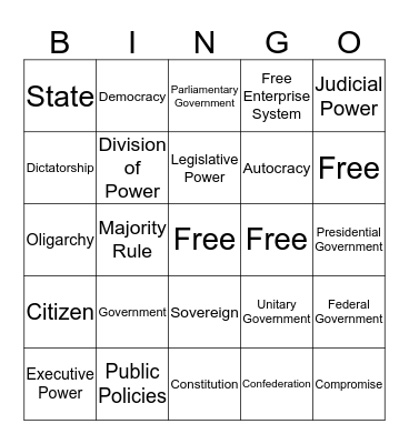 Chapter 1 Key Term Test  Bingo Card