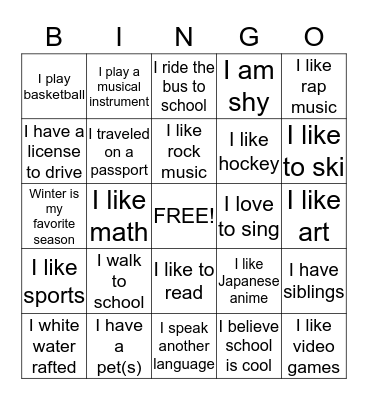 Human BINGO Card