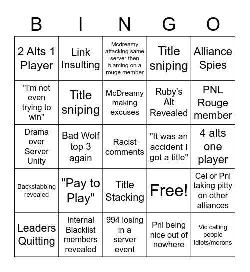 994 Bingo Card