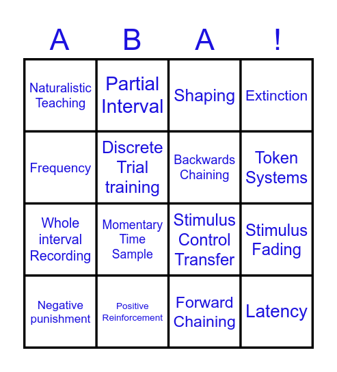 ABA BINGO Card