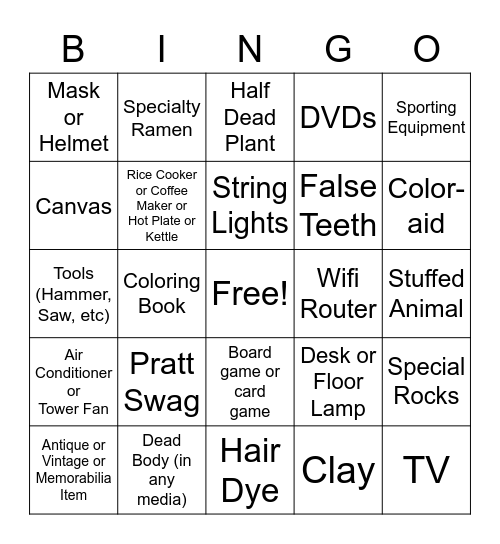 Dumpster Bingo 2023 Bingo Card