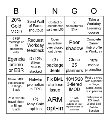 Expedia Week BINGO Card