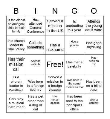 FIND SOMEONE WHO......... Bingo Card