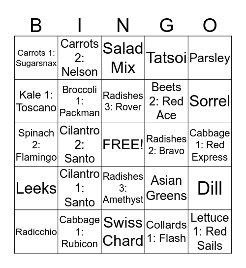 Easy 2 Bingo Card