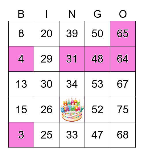 Number Bingo 1-75 Bingo Card