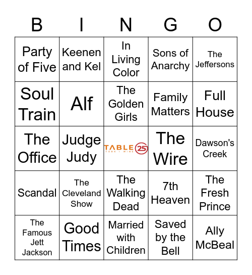 TV SHOWS Bingo Card