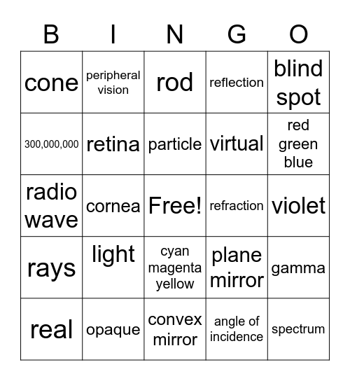 Light Bingo Card