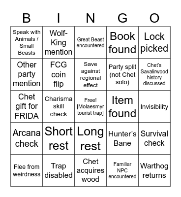 And To Your Left, You'll See the Dead Bodies [Critical Role 3.57] Bingo Card