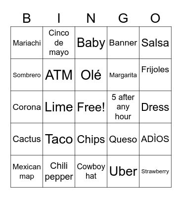 Cinco Bingo Card