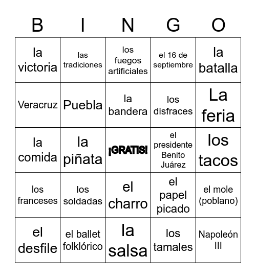 ¡CINCO DE MAYO Bingo Card