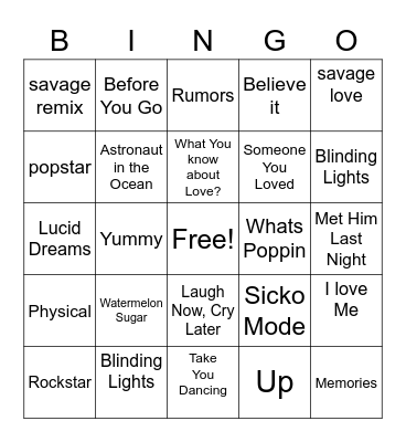 2020/20201 Bingo Card