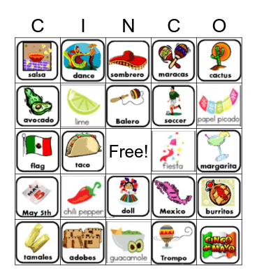 Bingo De Cinco Bingo Card