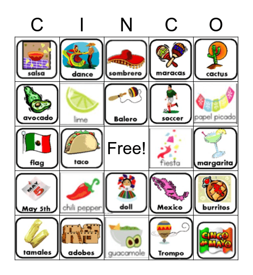 Bingo De Cinco Bingo Card