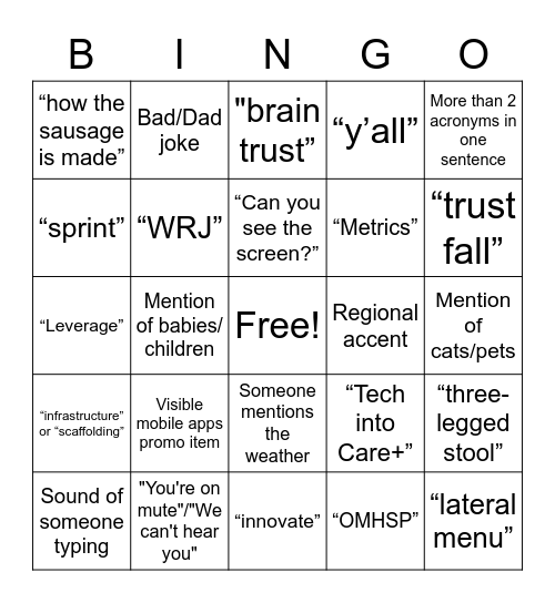 MMH Retreat - May 2023 Bingo Card