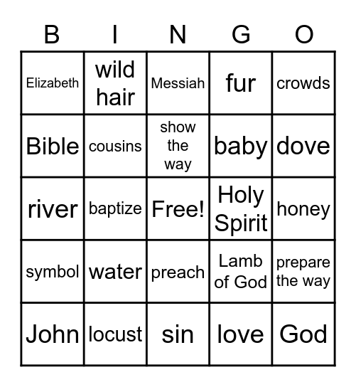 John the Baptist Bingo Card