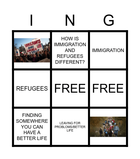IMMIGRATION AND REFUGEES Bingo Card