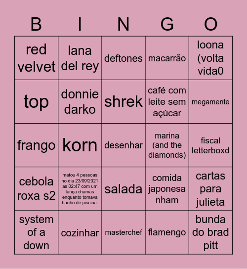 larissa arrombada Bingo Card