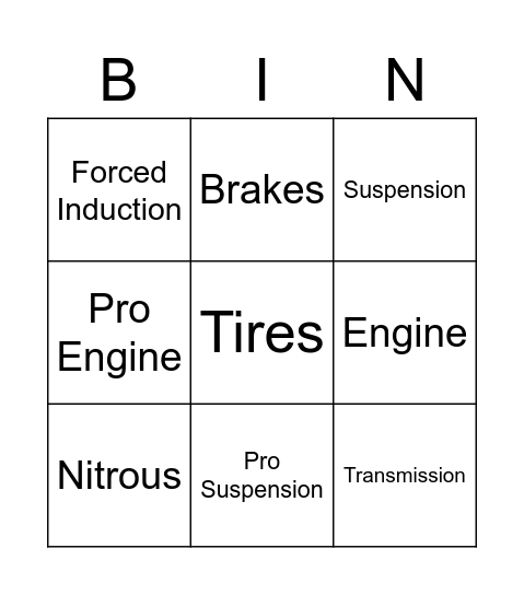 Street/Pro Pack Bingo Card