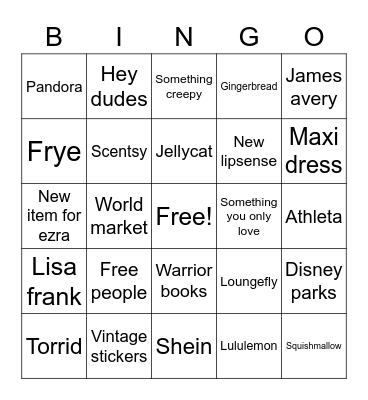 Garage sale Bingo Card