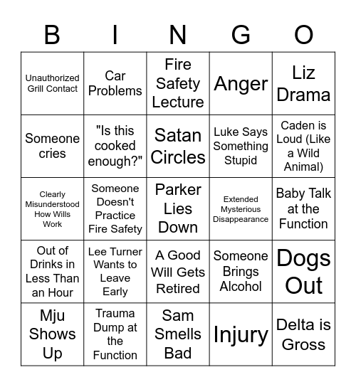 Senior Picnic Bingo Card