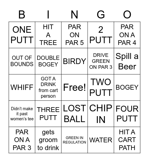 GOLF BINGO Card