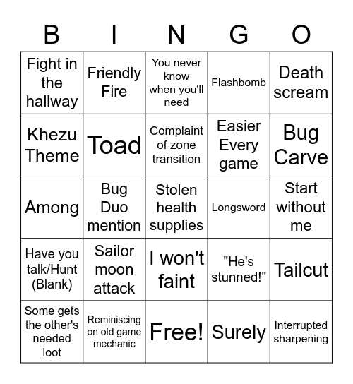 Monster hunter discord Bingo Card