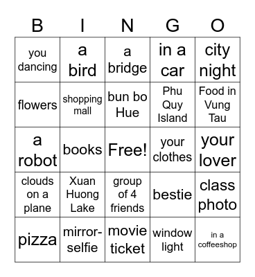Bingo: Who takes photo of ...... ? Bingo Card