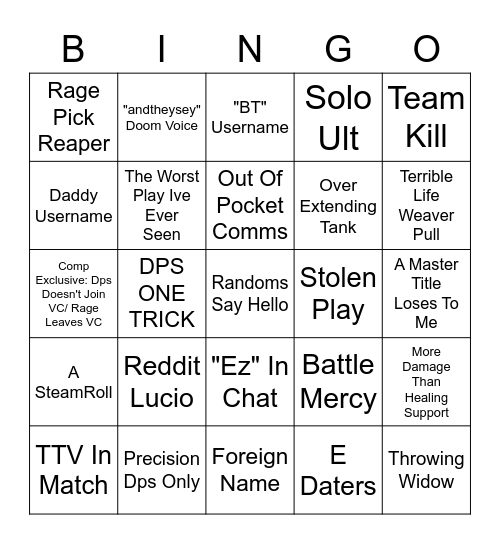 BingoWatch Bingo Card