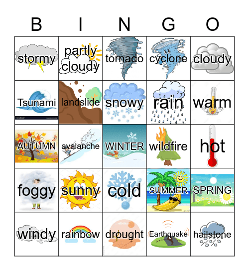 WEATHER Bingo Card