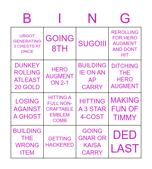 MARY&FRED FCK UP TFT BINGO Card