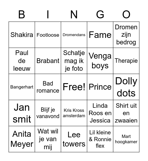 Swingo Bingo Card