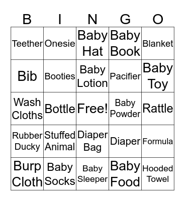 ITS A GIRL!  Bingo Card