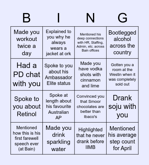 Lakshay Arora Bingo Card