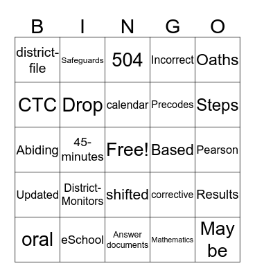 Principals Love State Testing Bingo Card