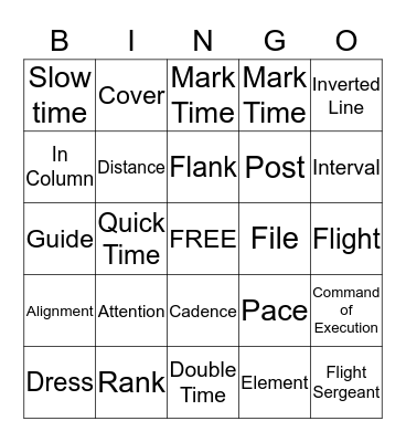 Drill Terms Bingo Card