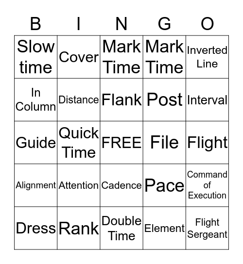 Drill Terms Bingo Card