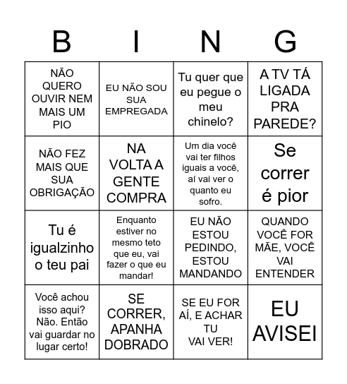 BINGO DAS MÃES Bingo Card