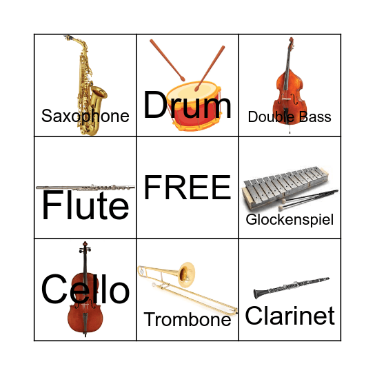 Instrument Bingo Card