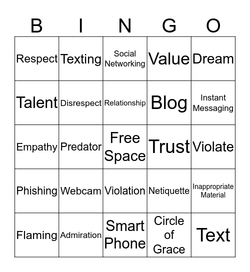 Safe Environment Bingo Card