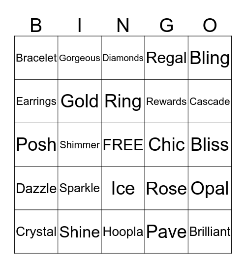 BLINGO Bingo Card