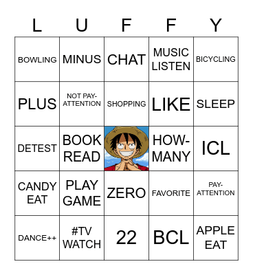 ASL MONKEY D LUFFY Bingo Card