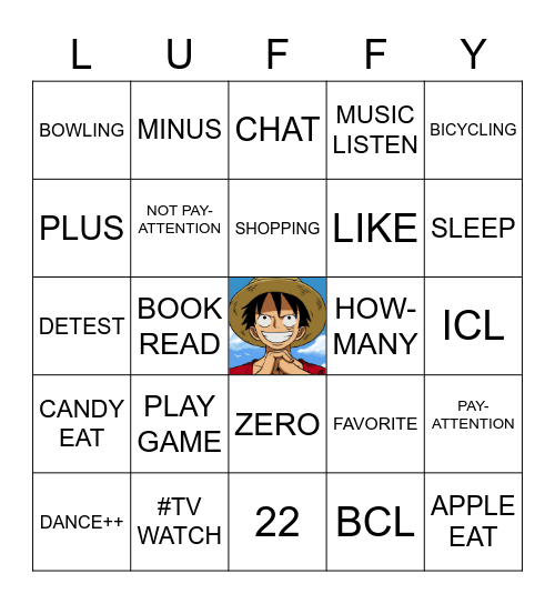 ASL MONKEY D LUFFY Bingo Card