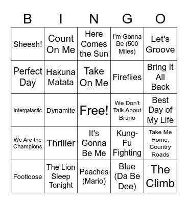 Music Bingo Card