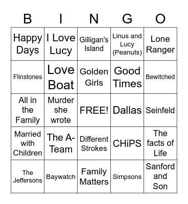 TV Theme Song Bingo!  :) Bingo Card